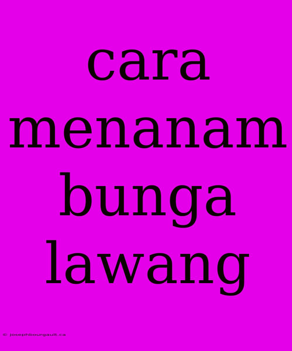 Cara Menanam Bunga Lawang