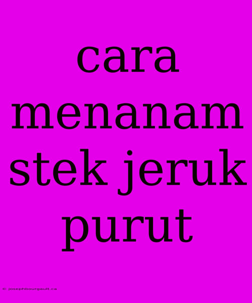 Cara Menanam Stek Jeruk Purut