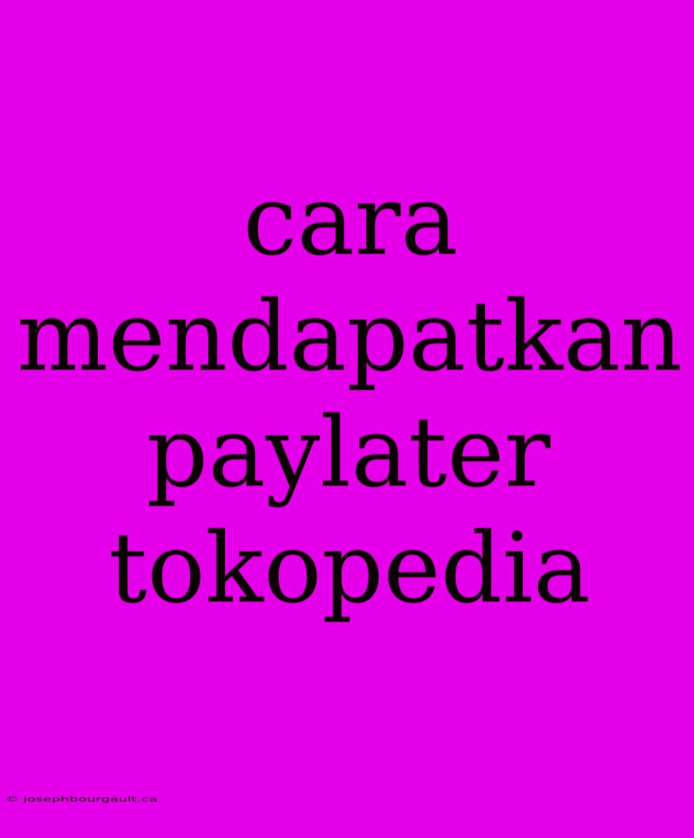 Cara Mendapatkan Paylater Tokopedia