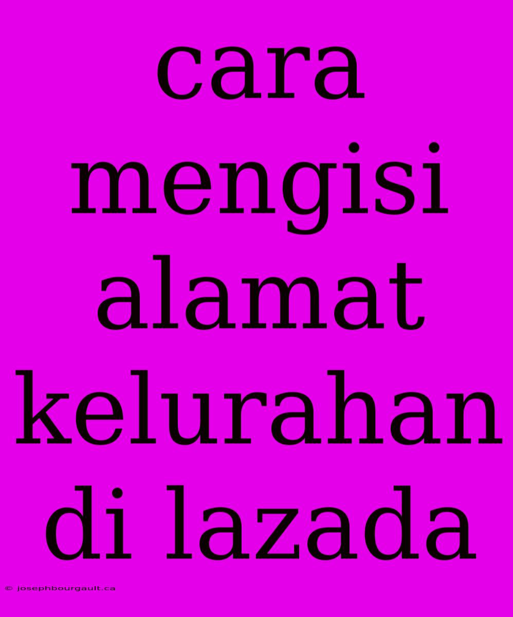 Cara Mengisi Alamat Kelurahan Di Lazada