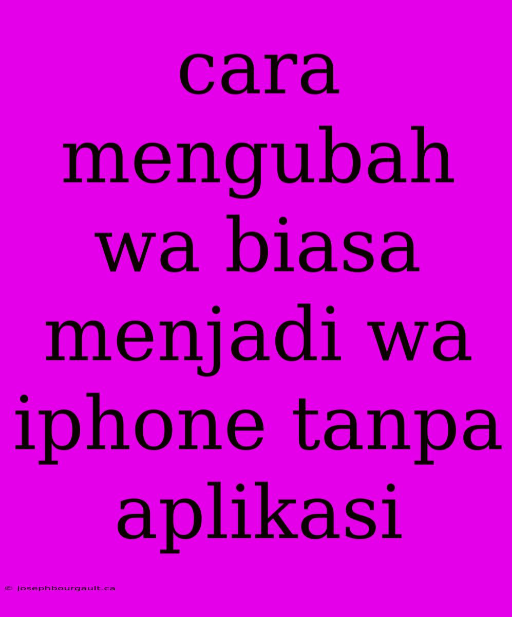 Cara Mengubah Wa Biasa Menjadi Wa Iphone Tanpa Aplikasi