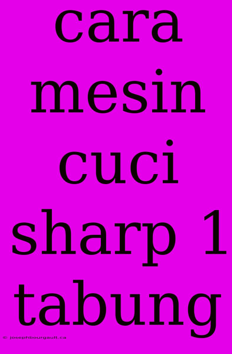 Cara Mesin Cuci Sharp 1 Tabung