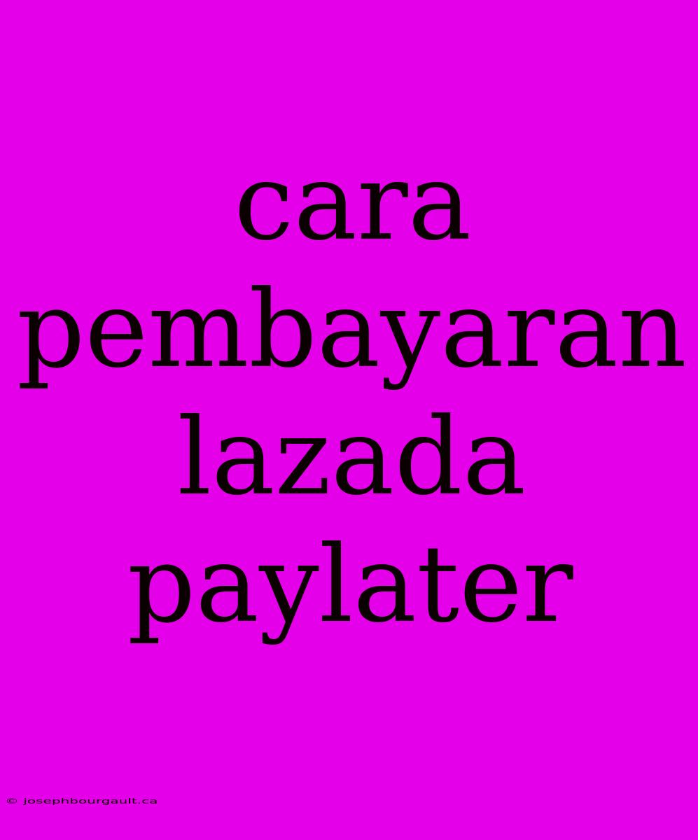 Cara Pembayaran Lazada Paylater