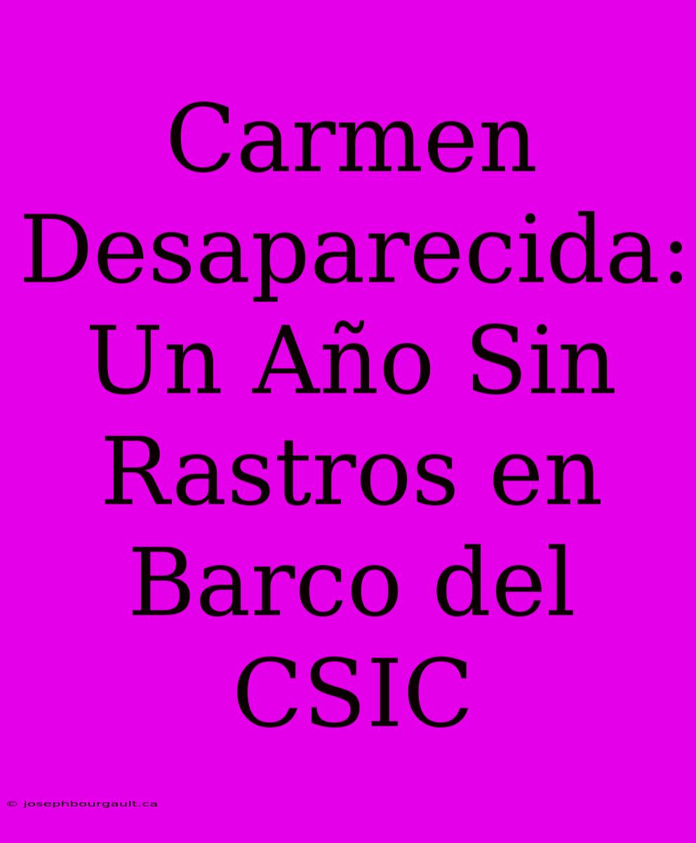 Carmen Desaparecida: Un Año Sin Rastros En Barco Del CSIC