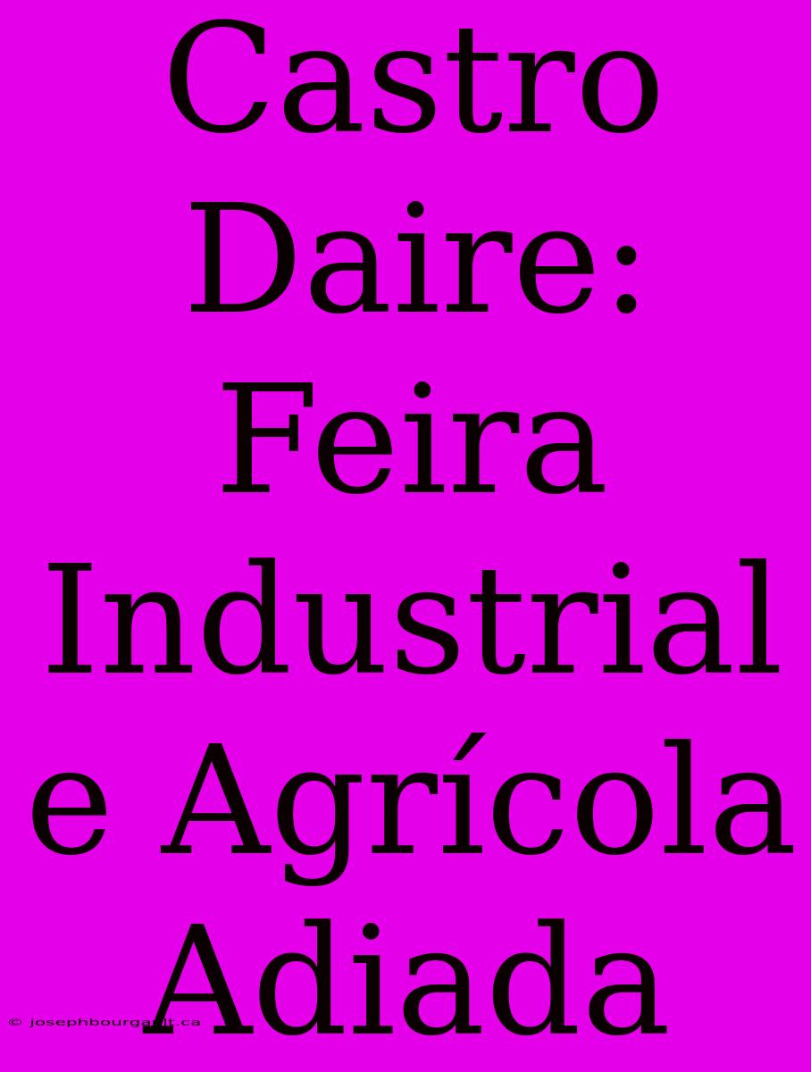 Castro Daire: Feira Industrial E Agrícola Adiada