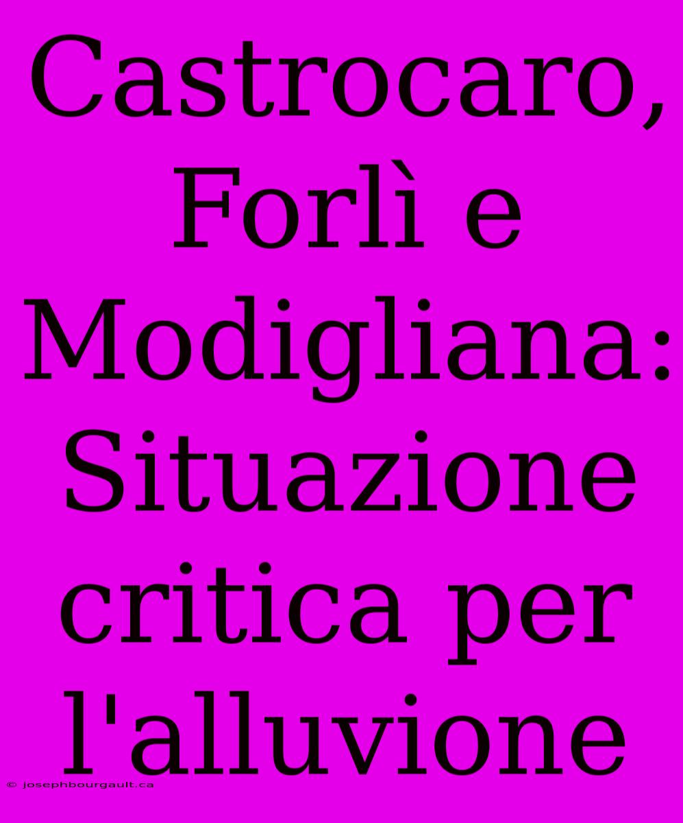 Castrocaro, Forlì E Modigliana: Situazione Critica Per L'alluvione