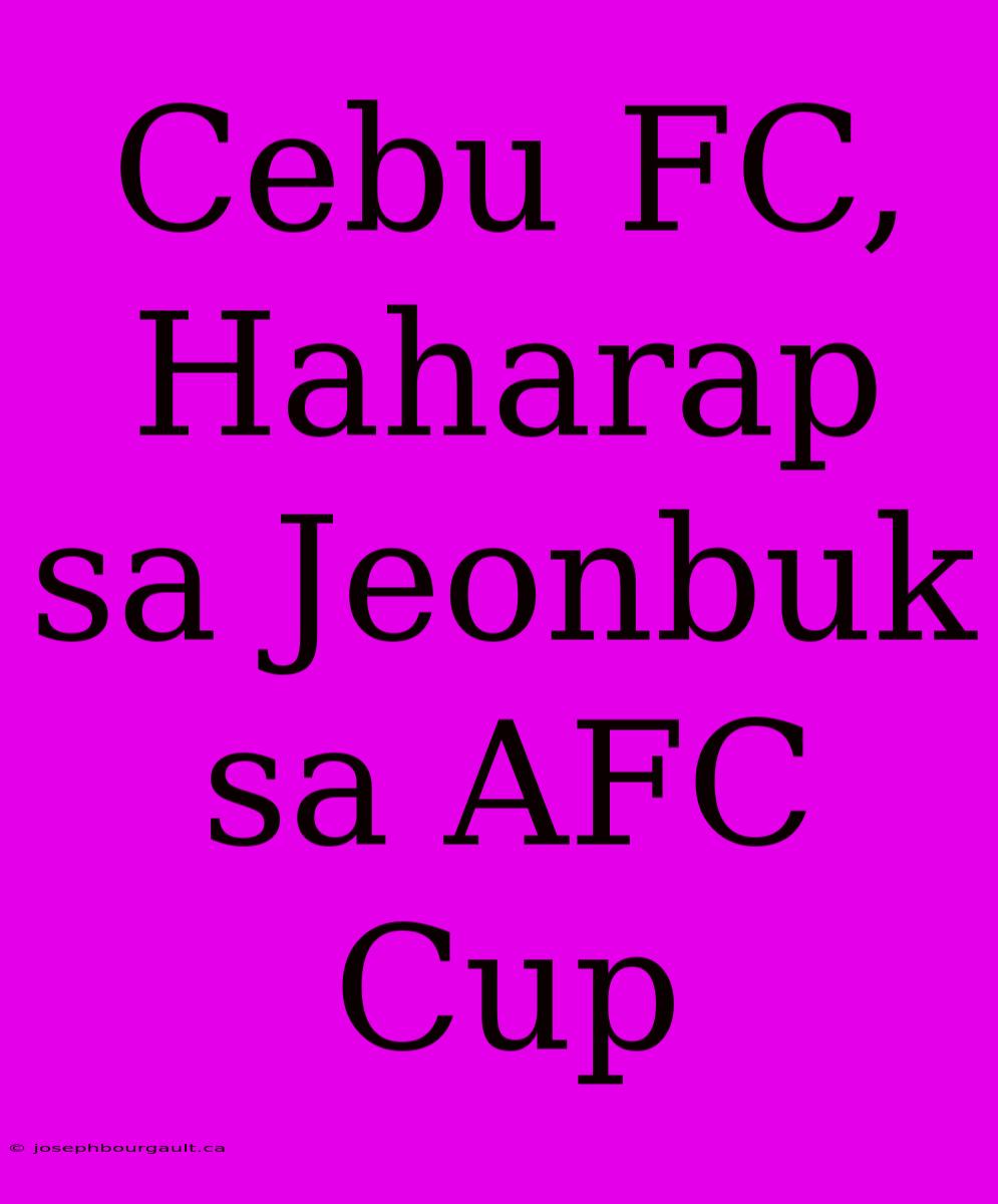 Cebu FC, Haharap Sa Jeonbuk Sa AFC Cup