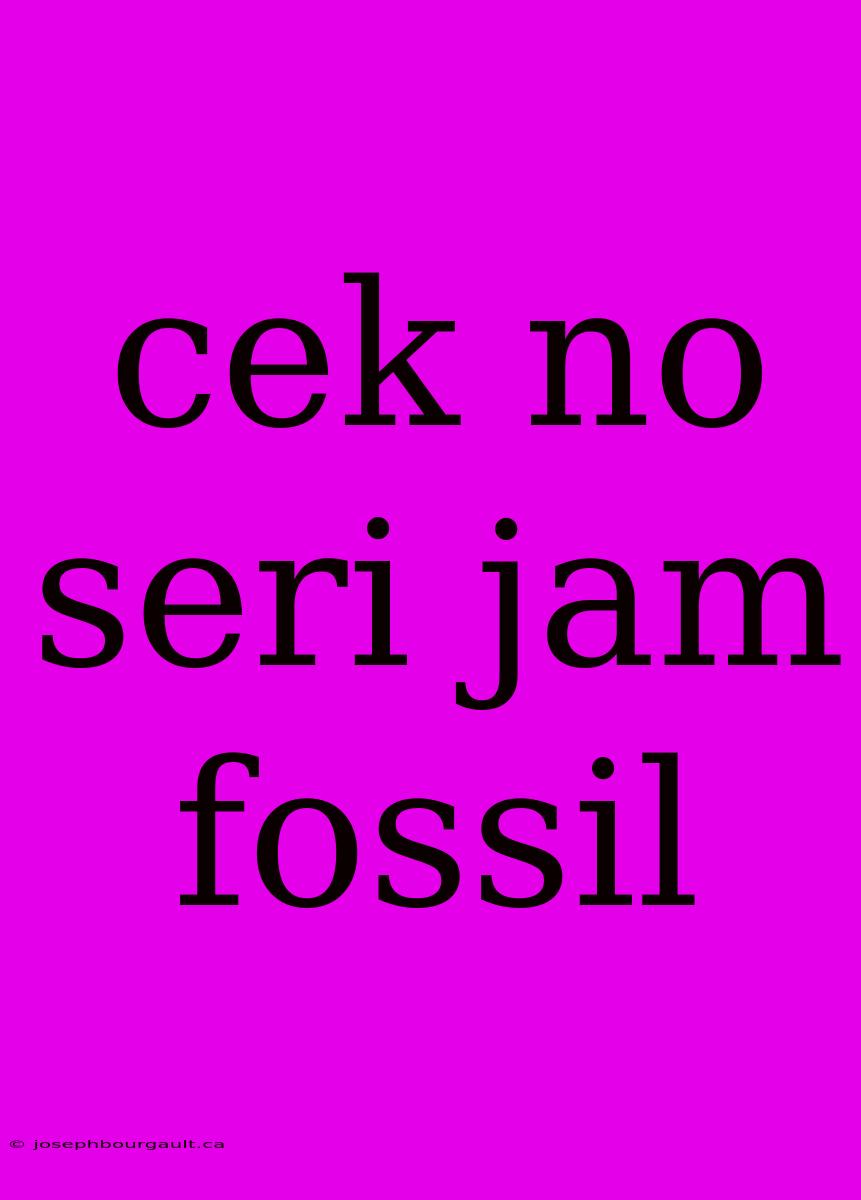 Cek No Seri Jam Fossil