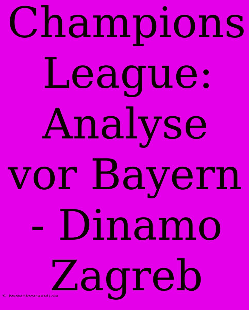 Champions League: Analyse Vor Bayern - Dinamo Zagreb