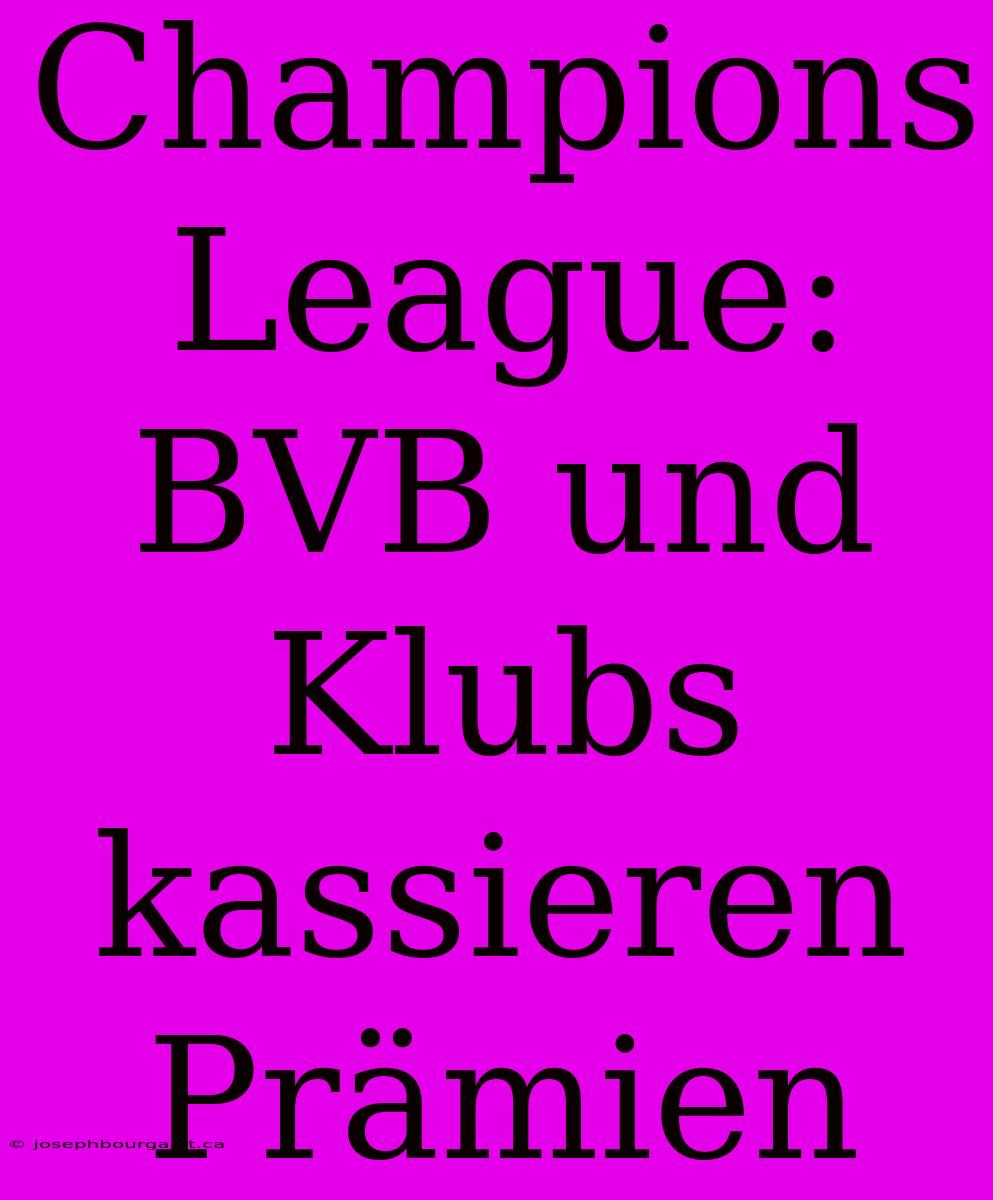 Champions League: BVB Und Klubs Kassieren Prämien