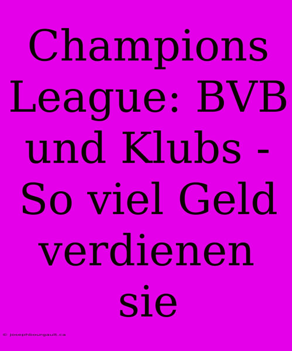 Champions League: BVB Und Klubs - So Viel Geld Verdienen Sie