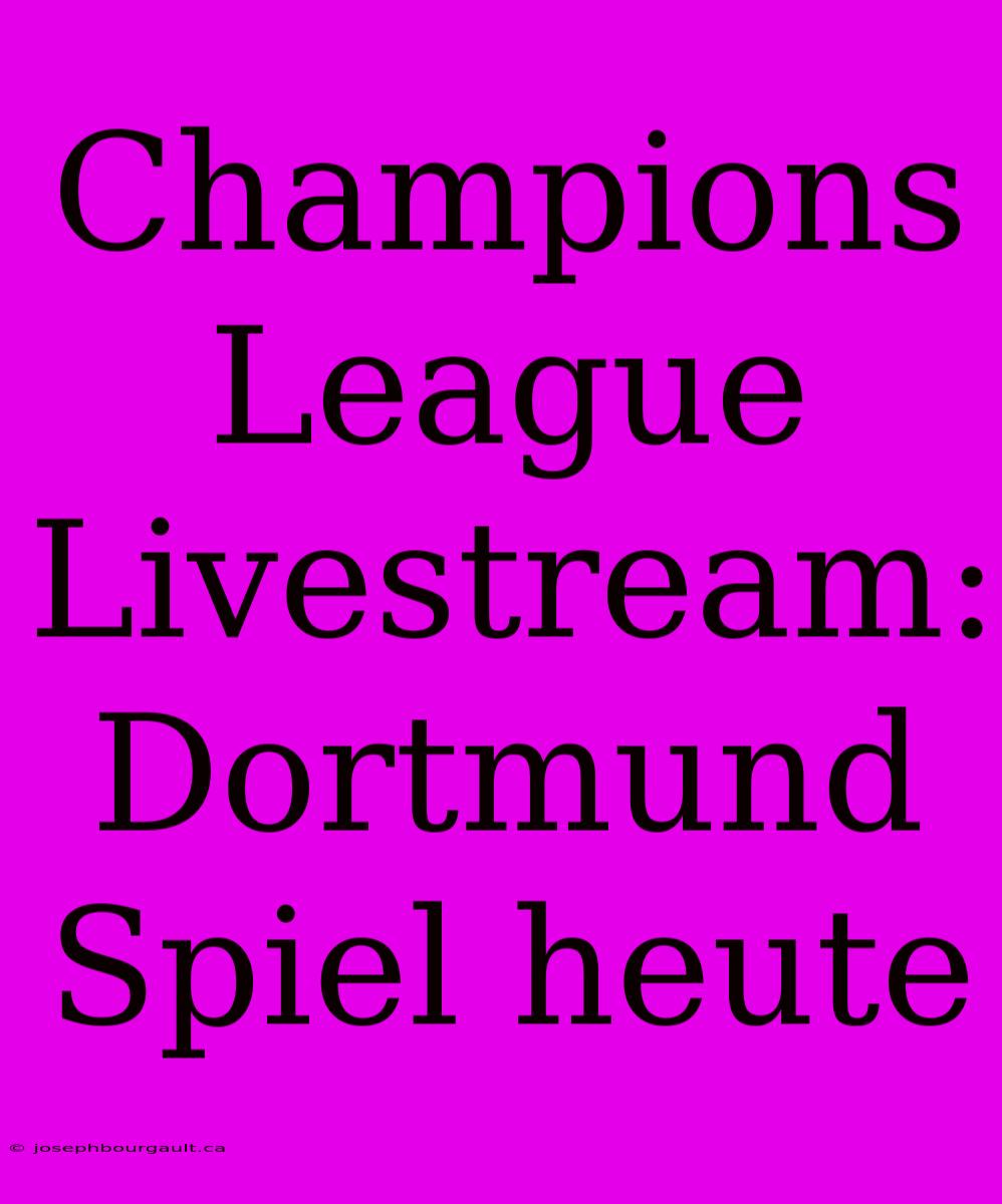 Champions League Livestream: Dortmund Spiel Heute