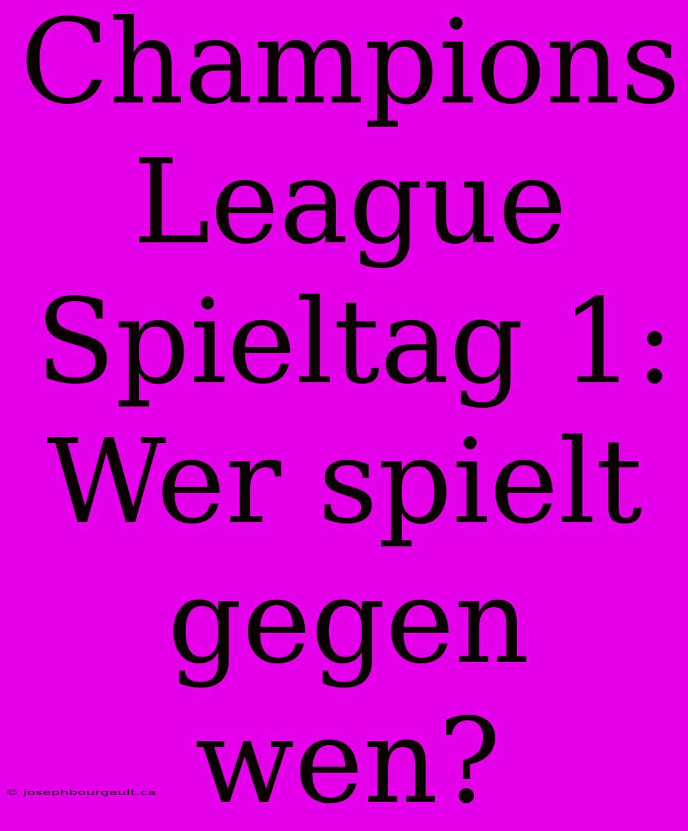 Champions League Spieltag 1: Wer Spielt Gegen Wen?