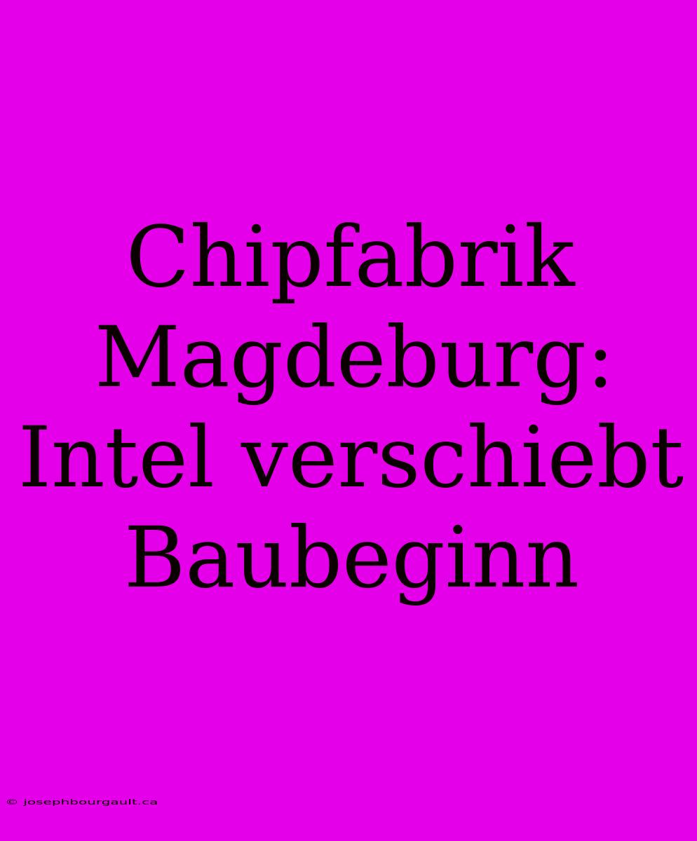 Chipfabrik Magdeburg: Intel Verschiebt Baubeginn