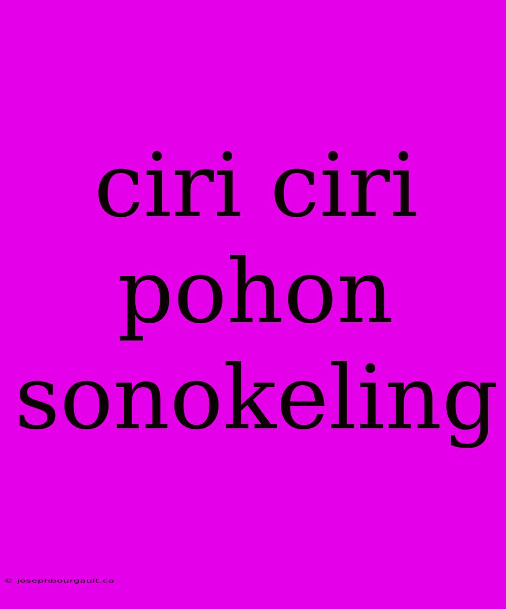 Ciri Ciri Pohon Sonokeling