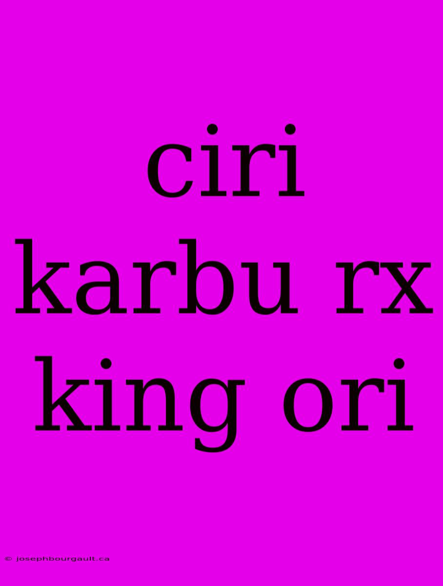 Ciri Karbu Rx King Ori