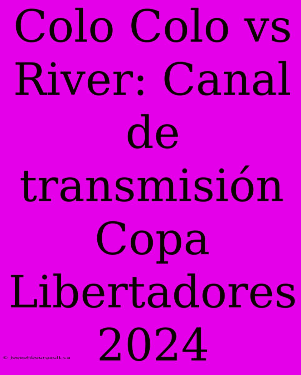 Colo Colo Vs River: Canal De Transmisión Copa Libertadores 2024