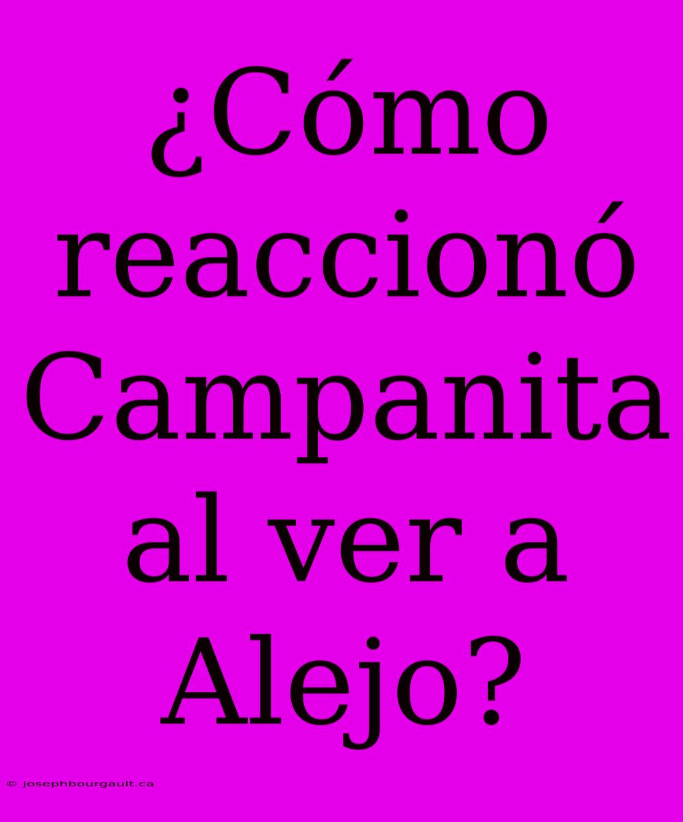 ¿Cómo Reaccionó Campanita Al Ver A Alejo?