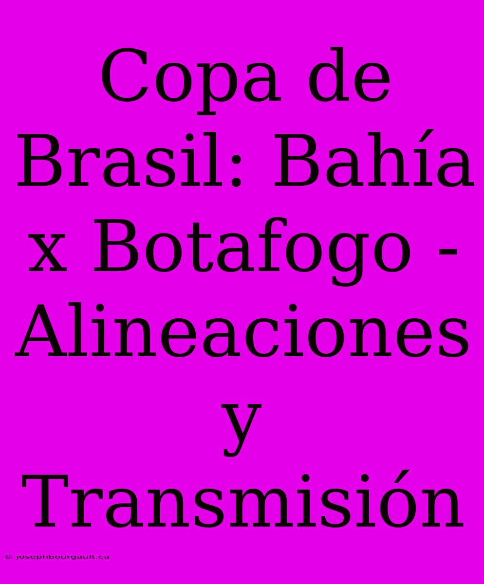 Copa De Brasil: Bahía X Botafogo - Alineaciones Y Transmisión