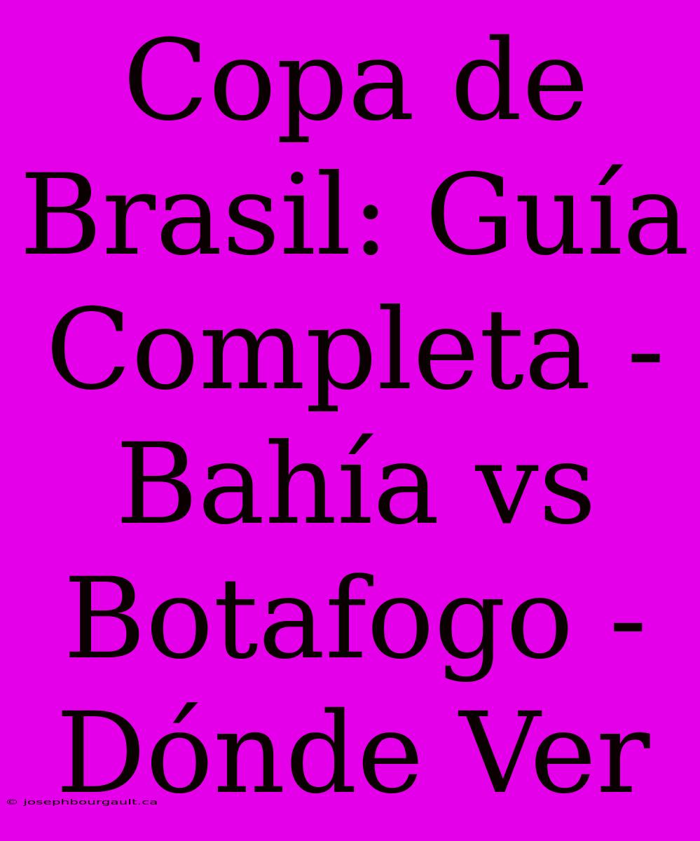 Copa De Brasil: Guía Completa - Bahía Vs Botafogo - Dónde Ver