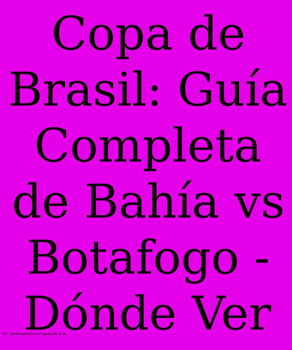 Copa De Brasil: Guía Completa De Bahía Vs Botafogo - Dónde Ver