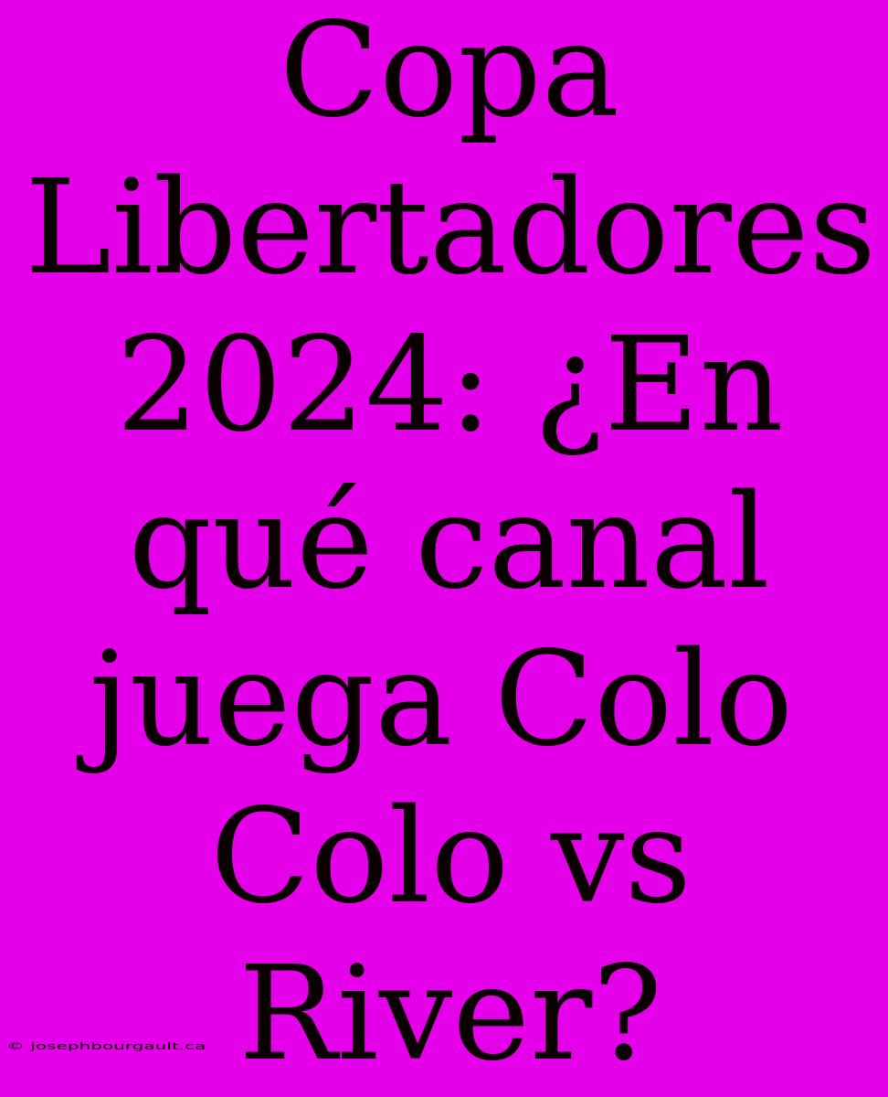 Copa Libertadores 2024: ¿En Qué Canal Juega Colo Colo Vs River?