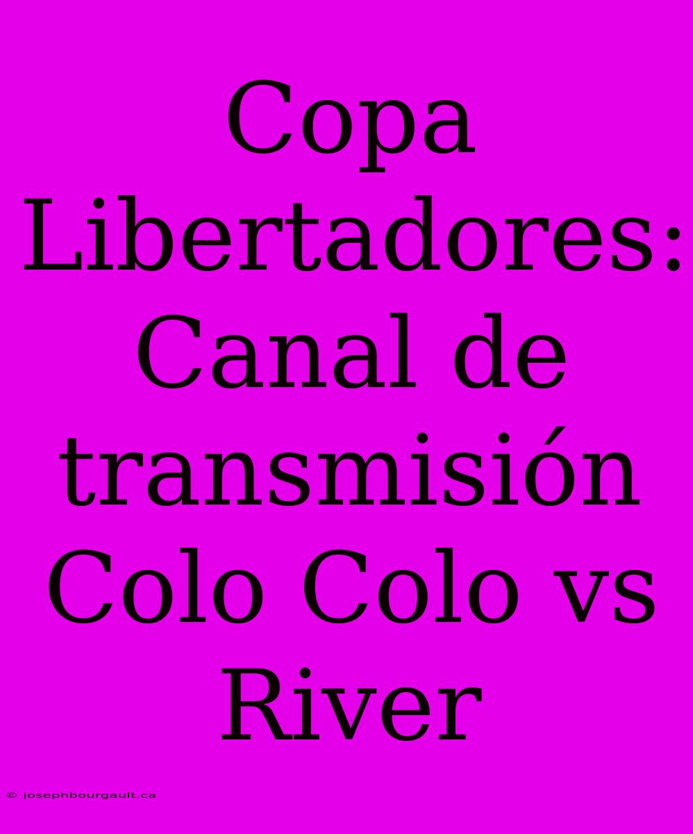 Copa Libertadores: Canal De Transmisión Colo Colo Vs River