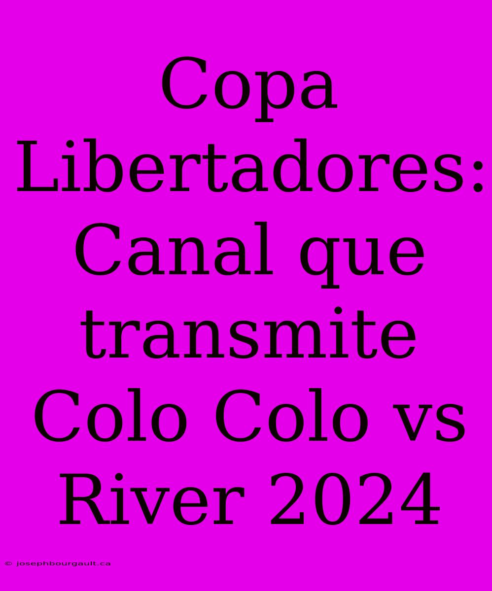 Copa Libertadores: Canal Que Transmite Colo Colo Vs River 2024