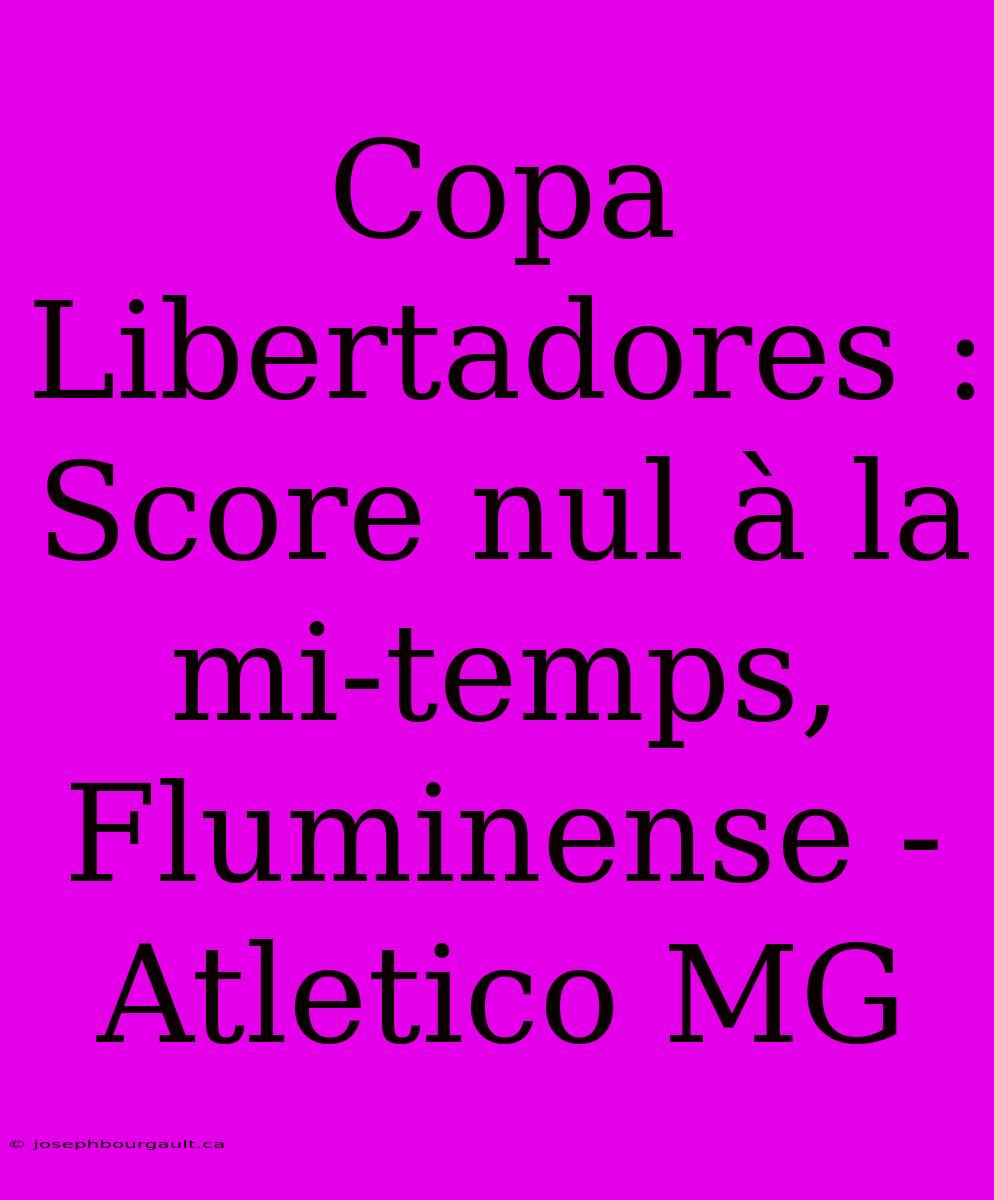 Copa Libertadores : Score Nul À La Mi-temps, Fluminense - Atletico MG