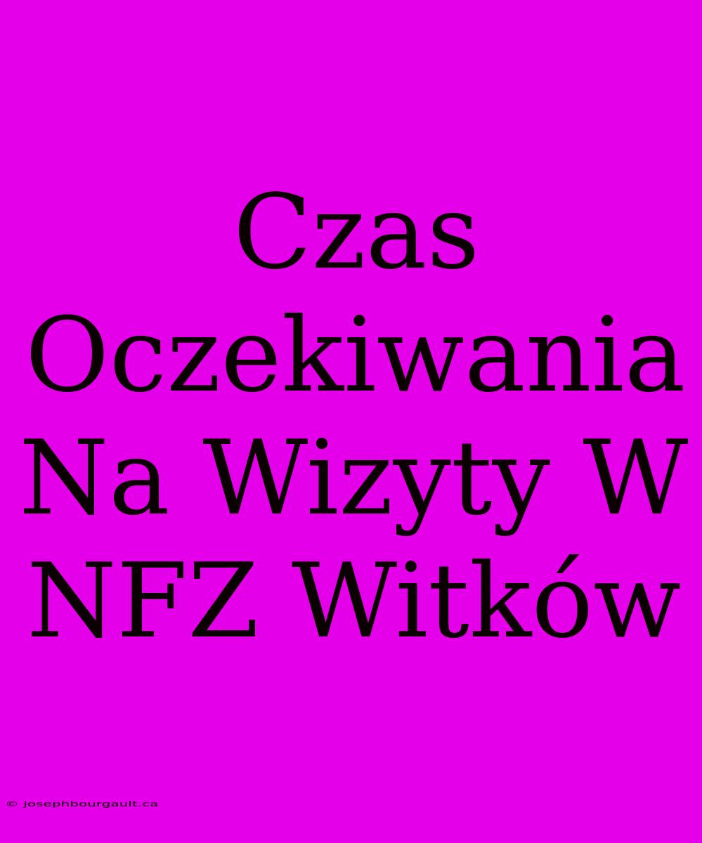 Czas Oczekiwania Na Wizyty W NFZ Witków