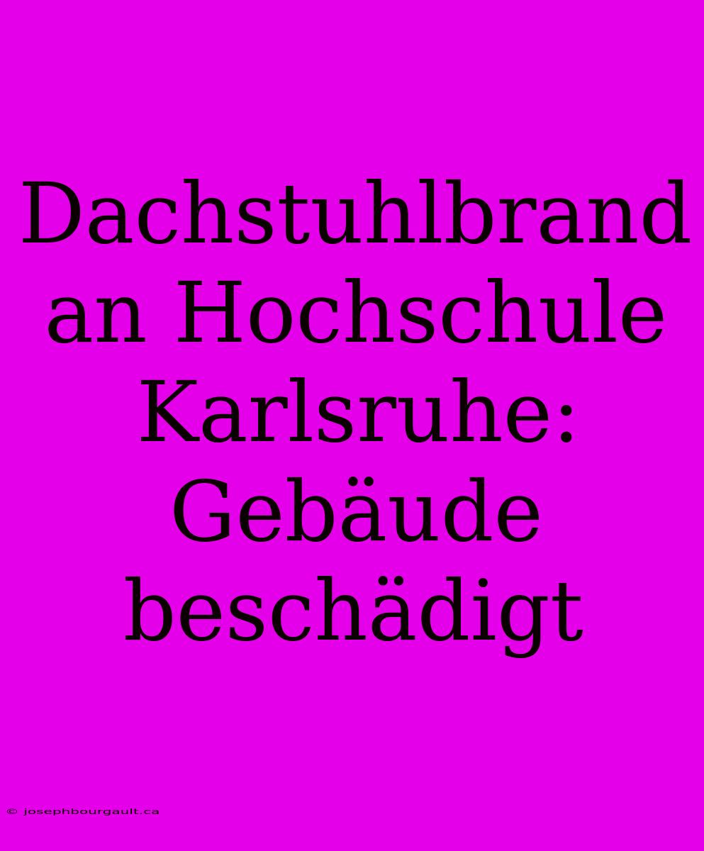 Dachstuhlbrand An Hochschule Karlsruhe: Gebäude Beschädigt