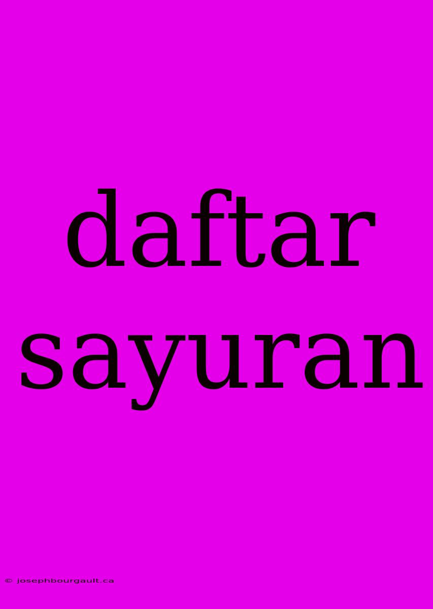 Daftar Sayuran