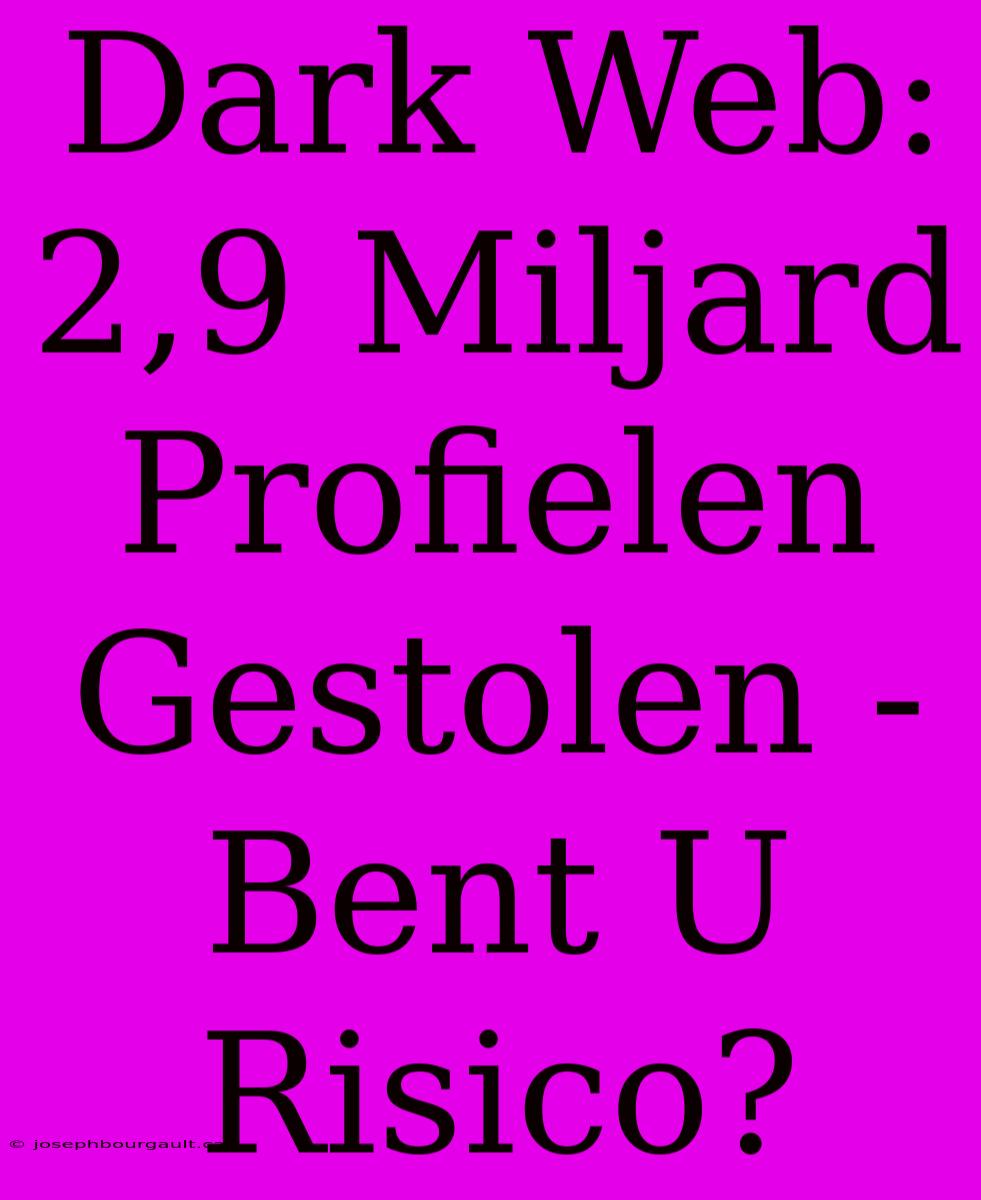 Dark Web: 2,9 Miljard Profielen Gestolen - Bent U Risico?