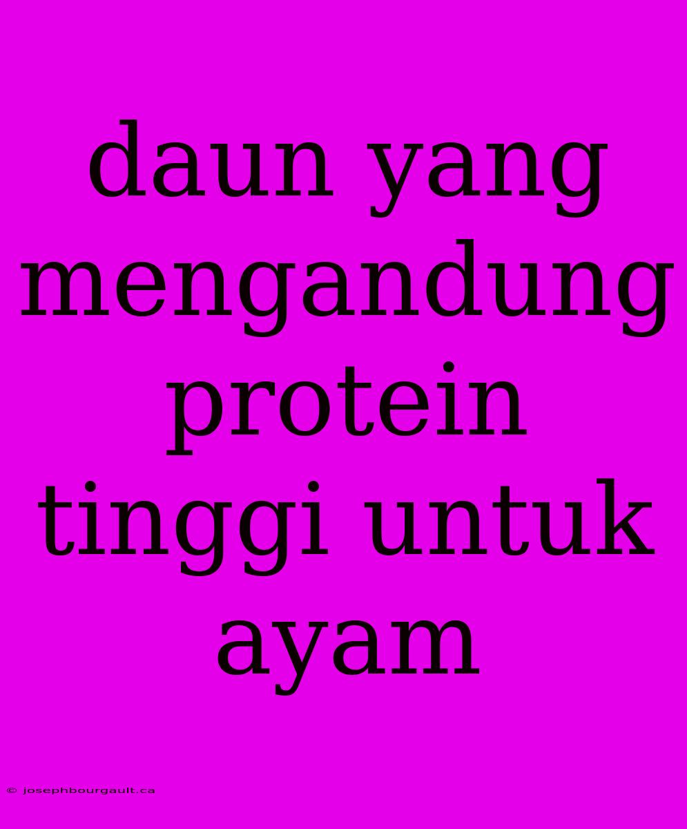 Daun Yang Mengandung Protein Tinggi Untuk Ayam