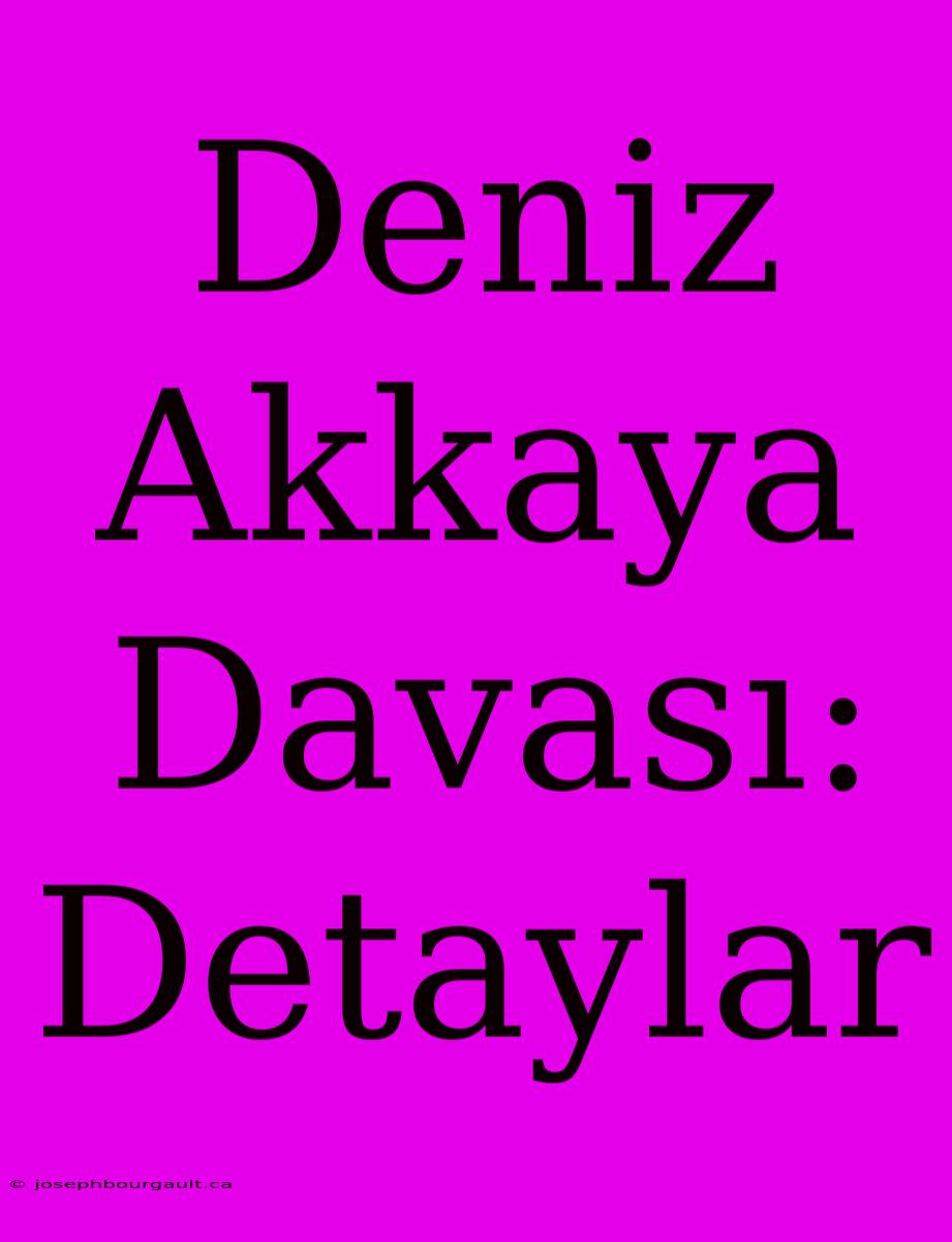 Deniz Akkaya Davası: Detaylar