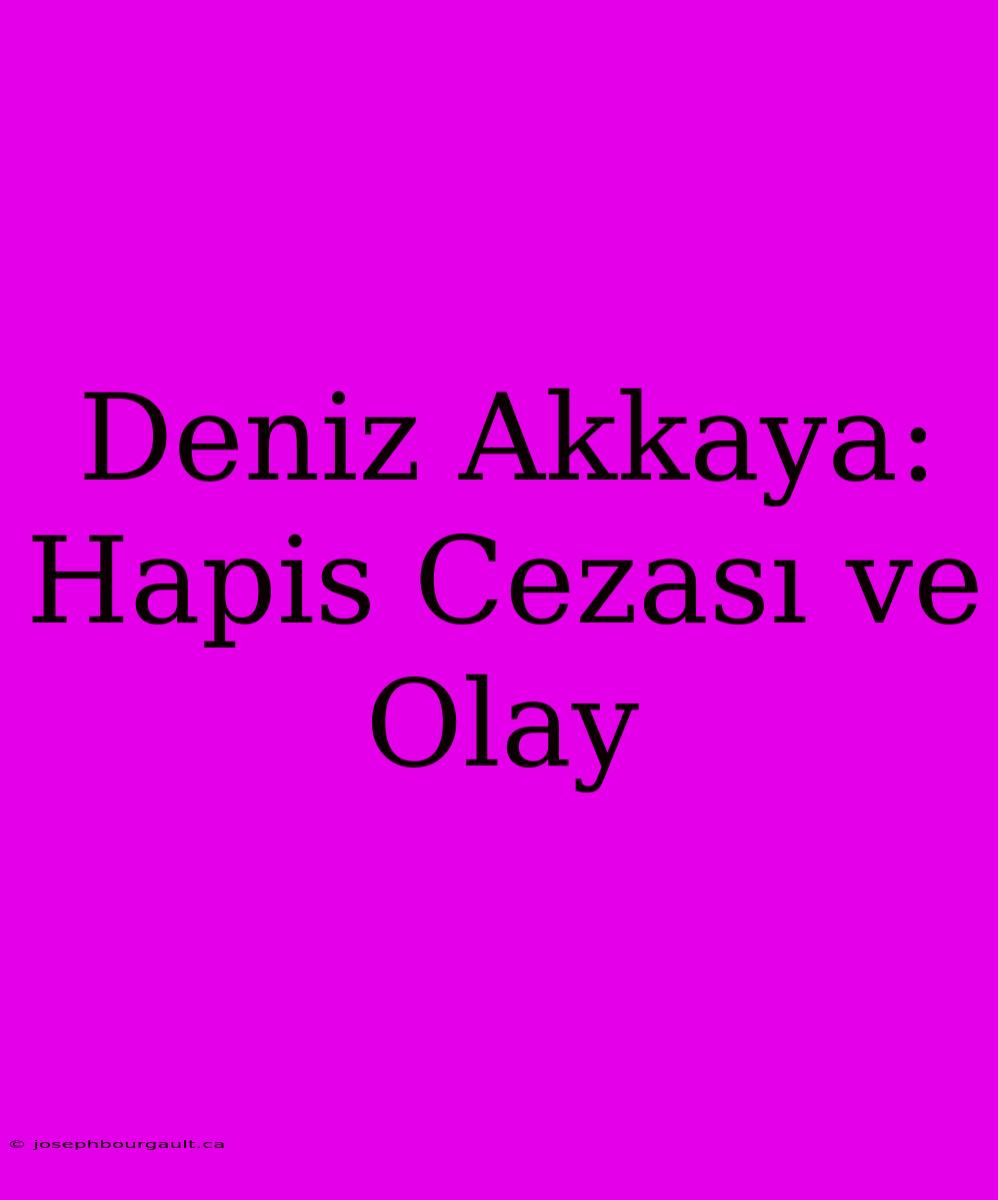 Deniz Akkaya: Hapis Cezası Ve Olay