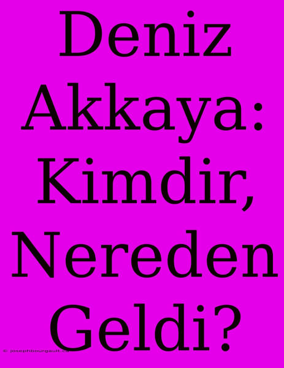 Deniz Akkaya: Kimdir, Nereden Geldi?