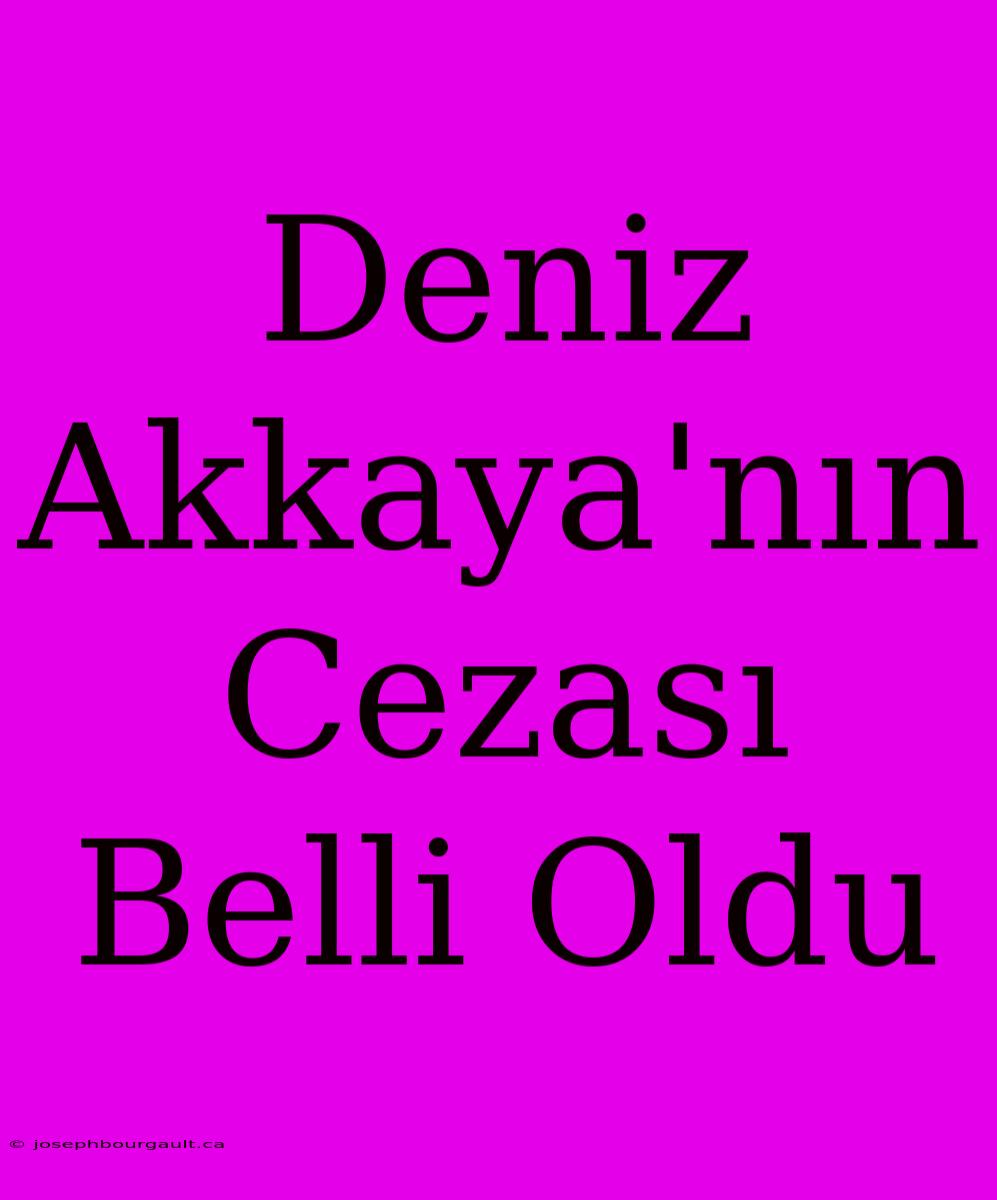 Deniz Akkaya'nın Cezası Belli Oldu