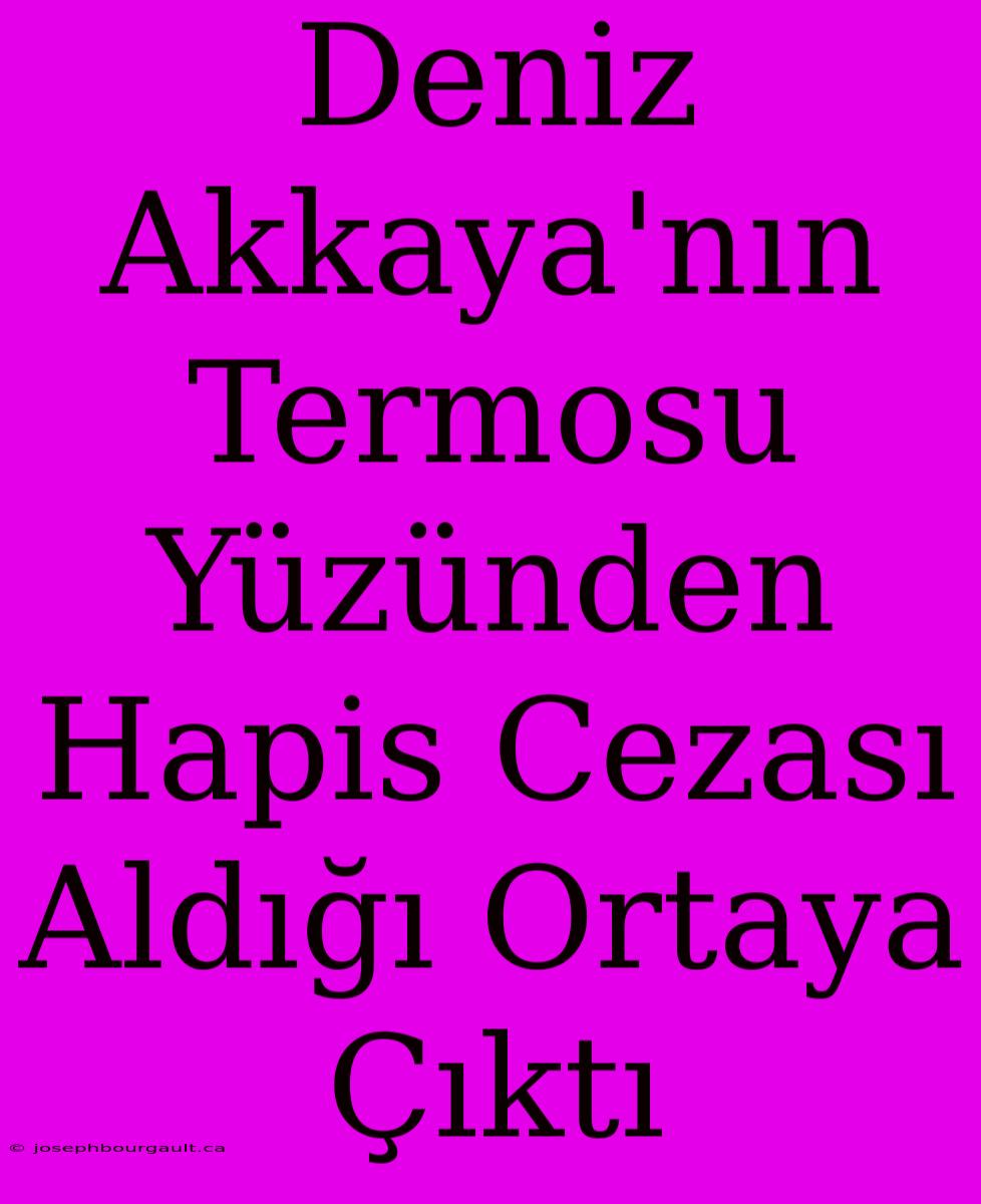 Deniz Akkaya'nın Termosu Yüzünden Hapis Cezası Aldığı Ortaya Çıktı