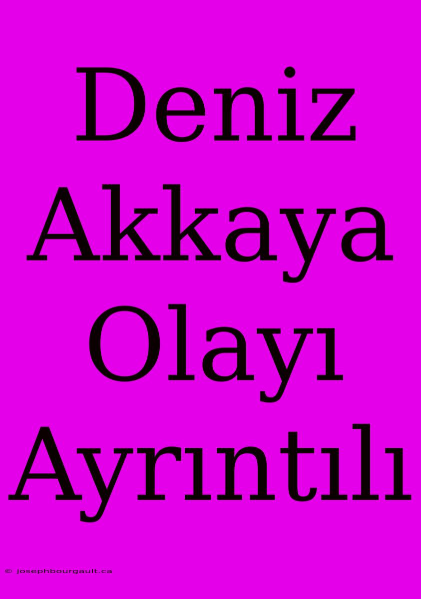 Deniz Akkaya Olayı Ayrıntılı