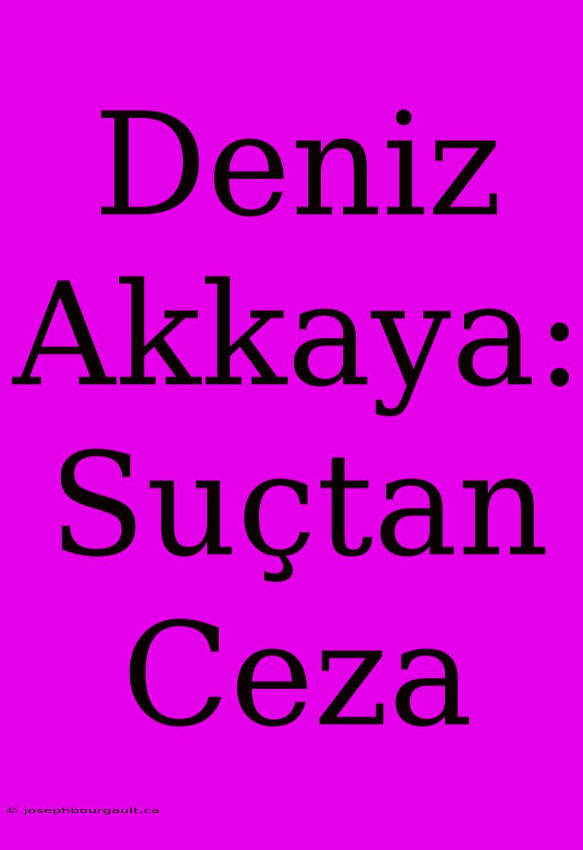 Deniz Akkaya: Suçtan Ceza