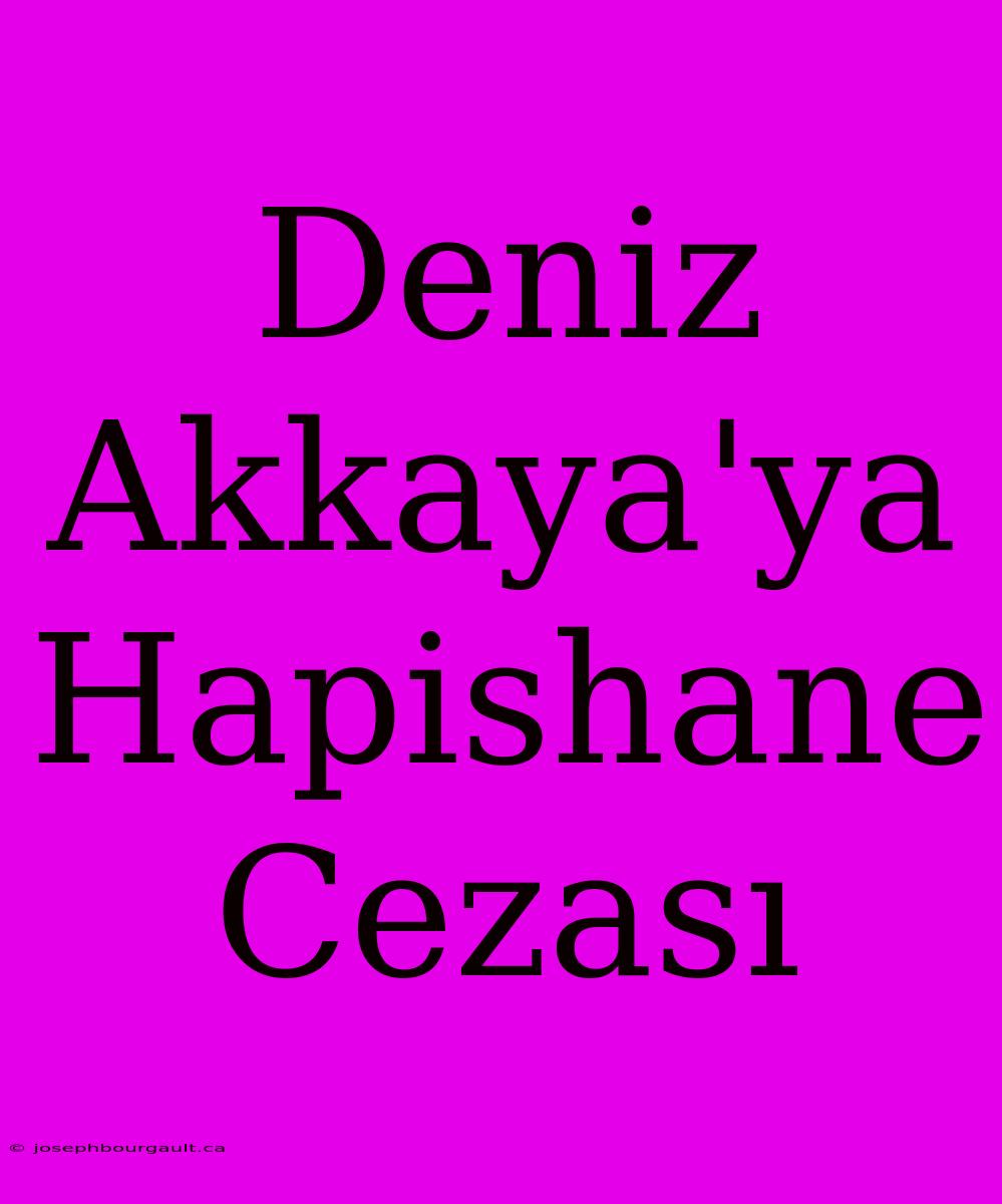 Deniz Akkaya'ya Hapishane Cezası