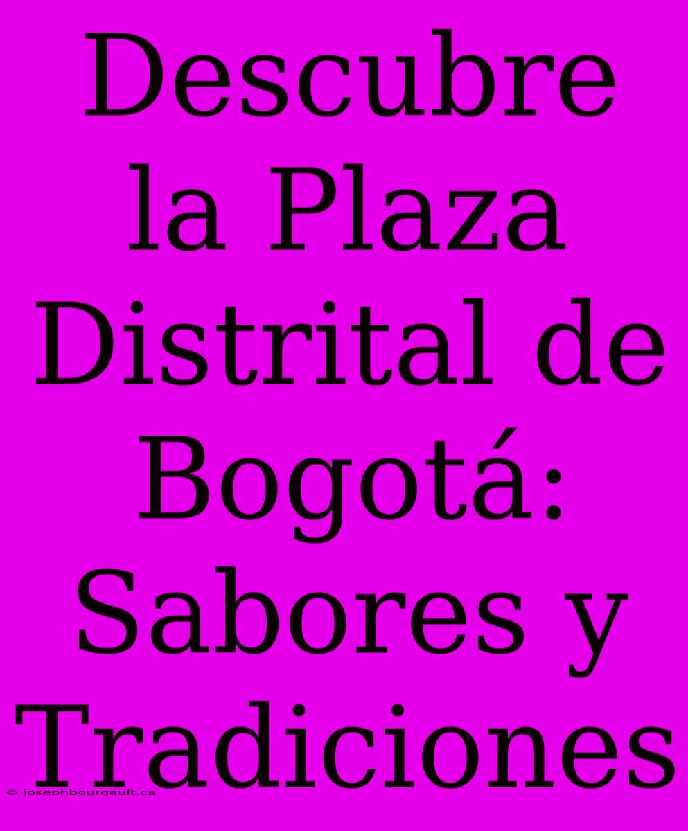 Descubre La Plaza Distrital De Bogotá: Sabores Y Tradiciones