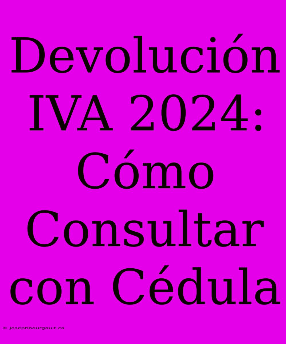 Devolución IVA 2024: Cómo Consultar Con Cédula