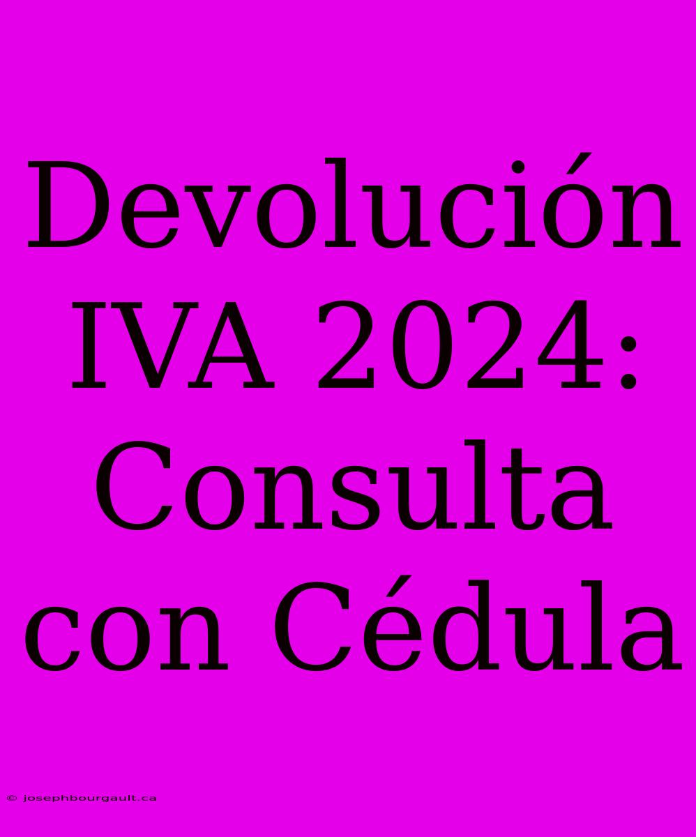 Devolución IVA 2024: Consulta Con Cédula