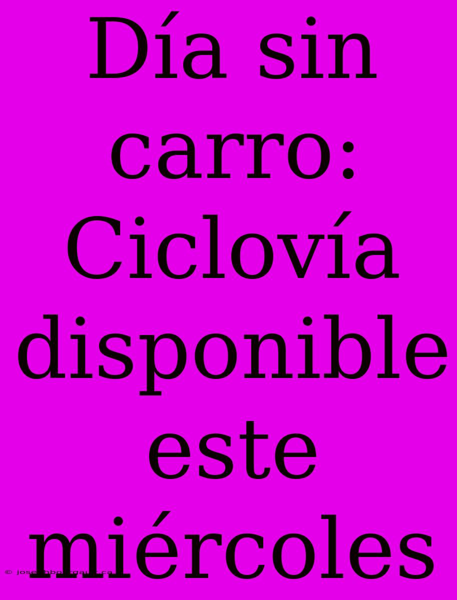 Día Sin Carro: Ciclovía Disponible Este Miércoles