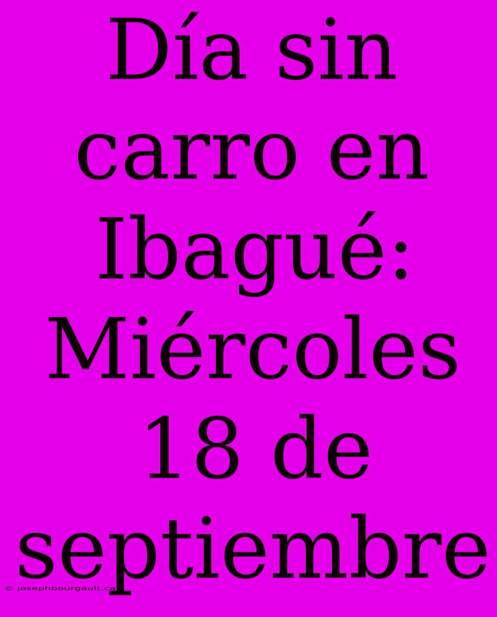 Día Sin Carro En Ibagué: Miércoles 18 De Septiembre