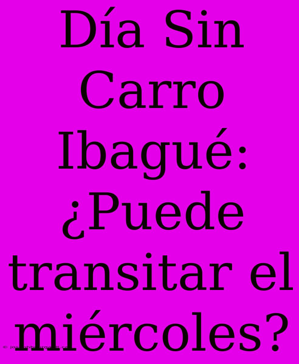 Día Sin Carro Ibagué: ¿Puede Transitar El Miércoles?