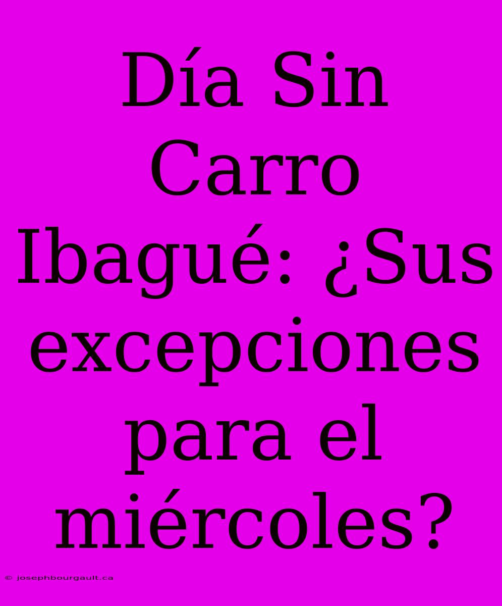 Día Sin Carro Ibagué: ¿Sus Excepciones Para El Miércoles?