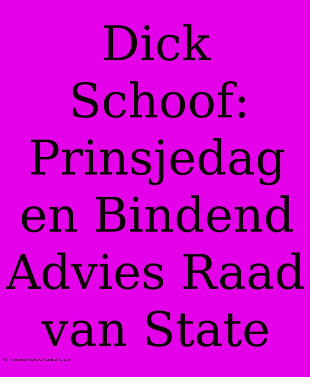 Dick Schoof: Prinsjedag En Bindend Advies Raad Van State